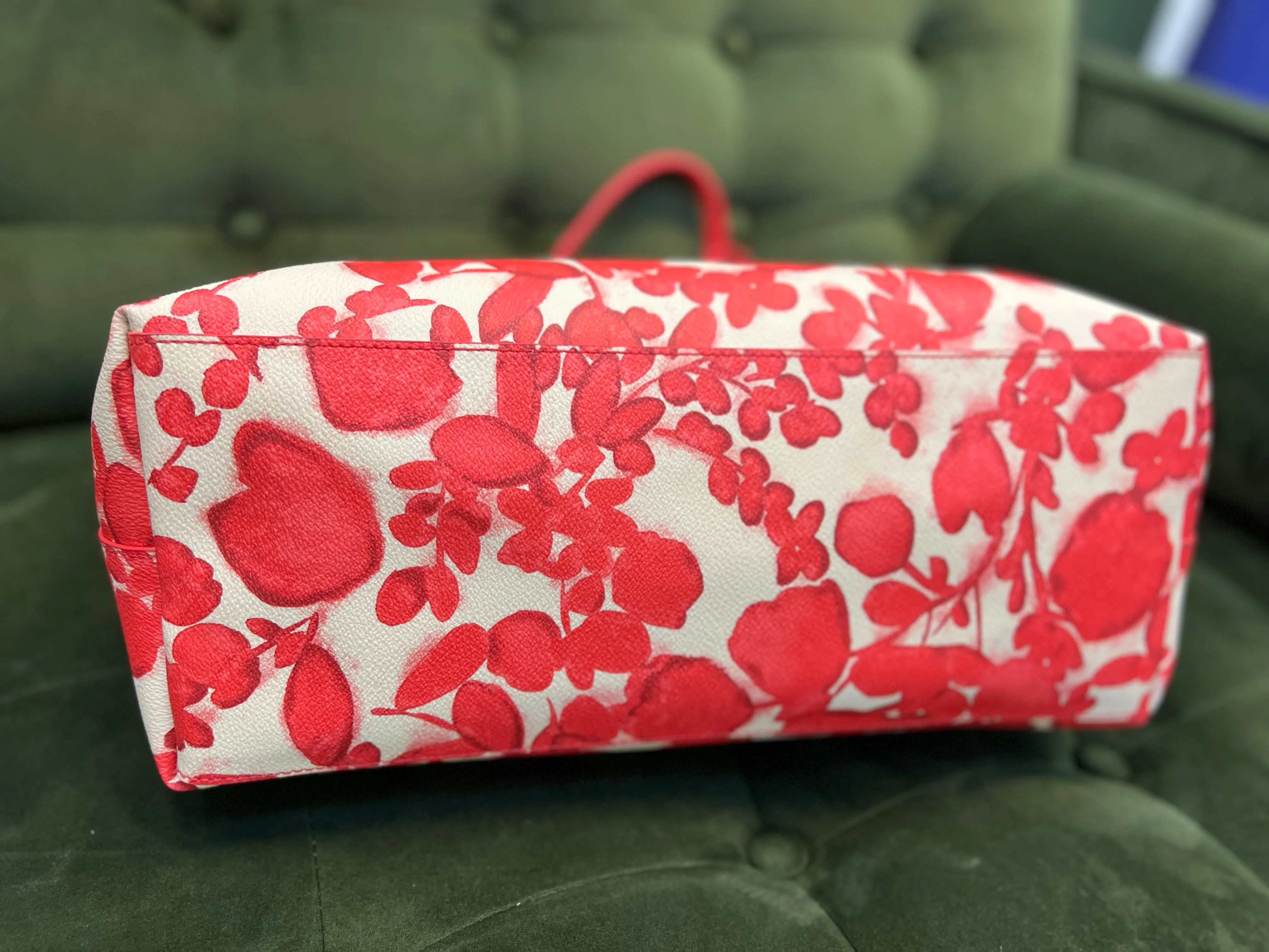 Tory Burch Red Printed Canvas Tote