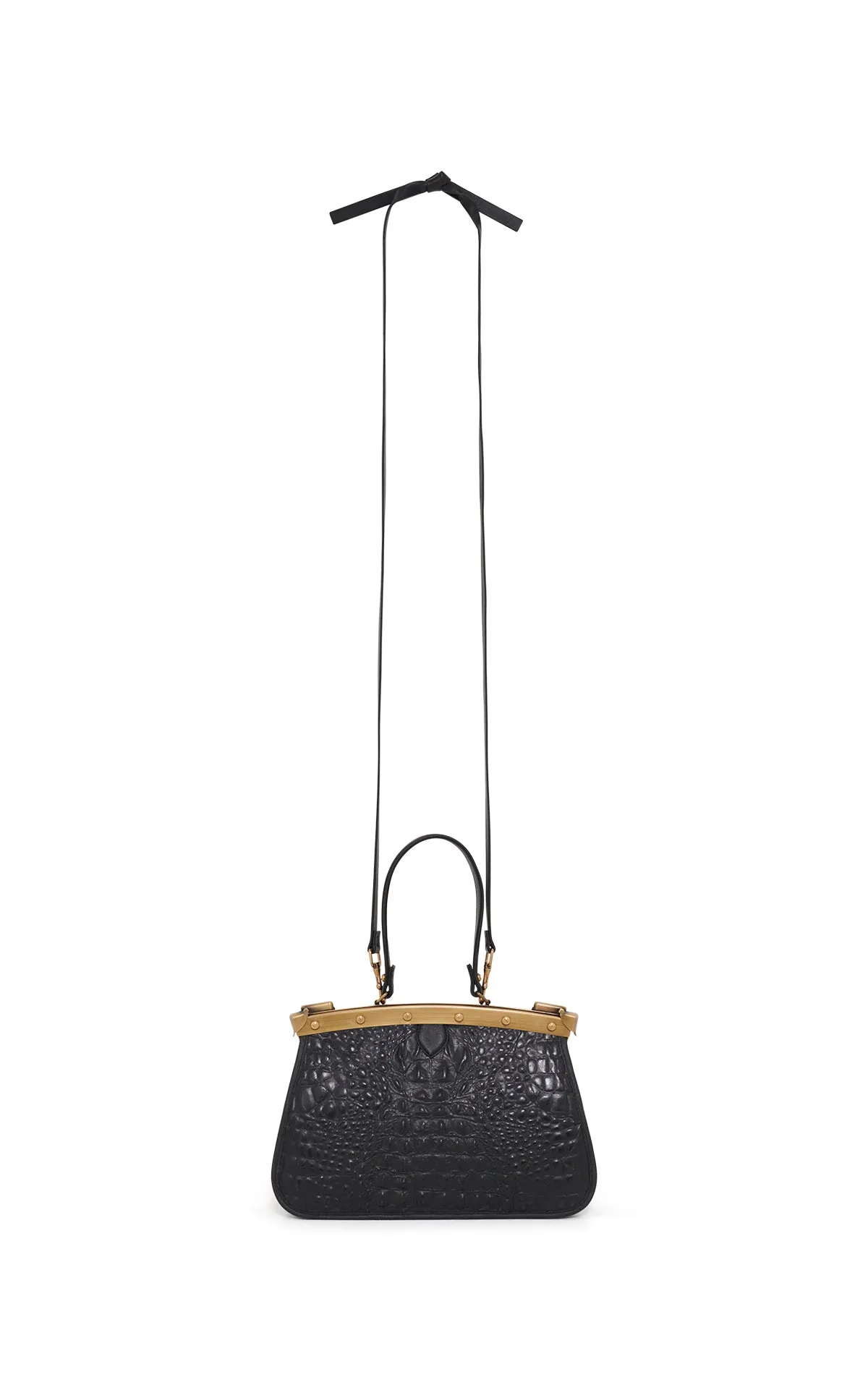 Vintage No.2 Bag in Black Crocodile Leather