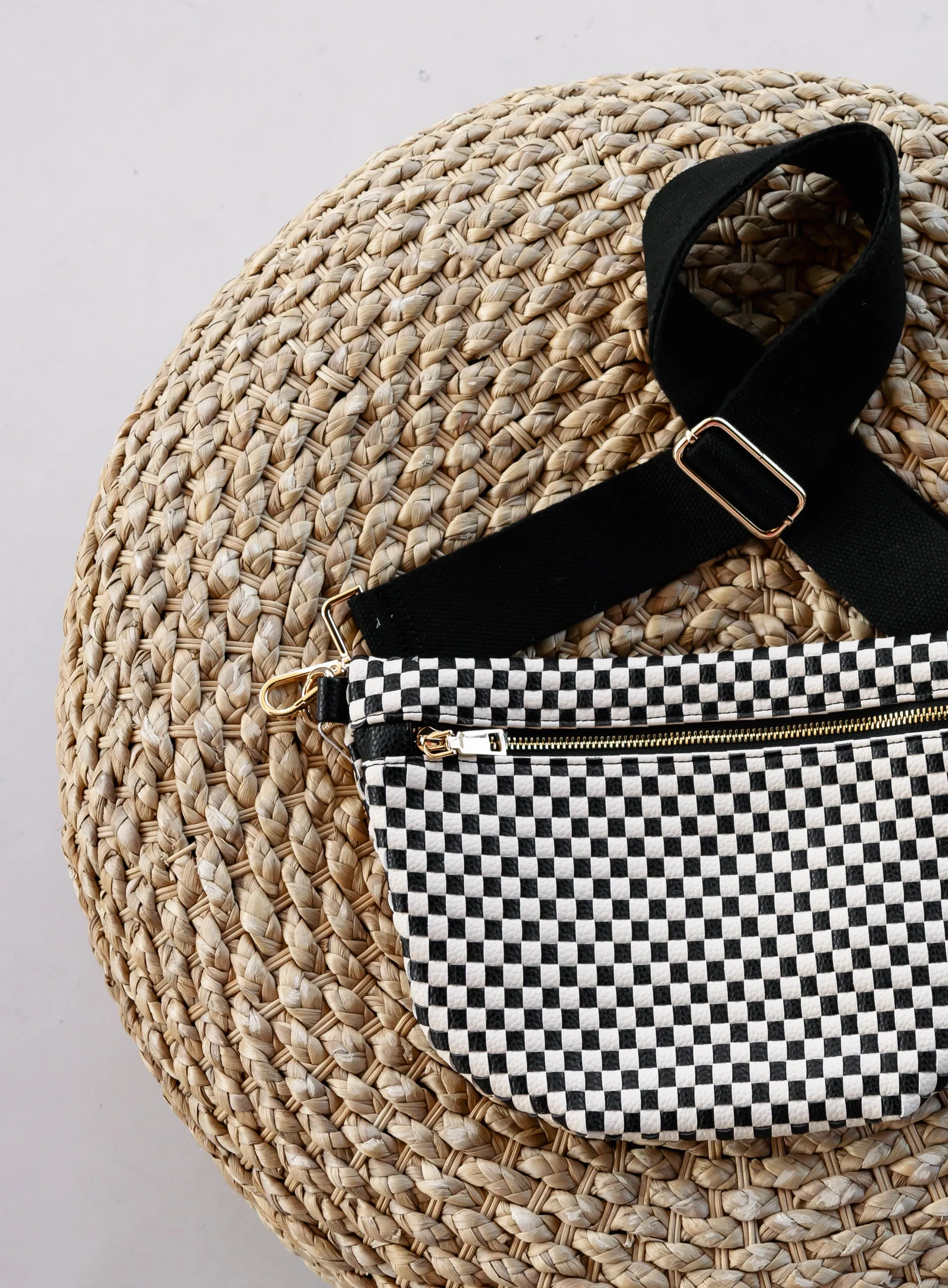 Westlyn Woven Bum Bag - Checkered Black