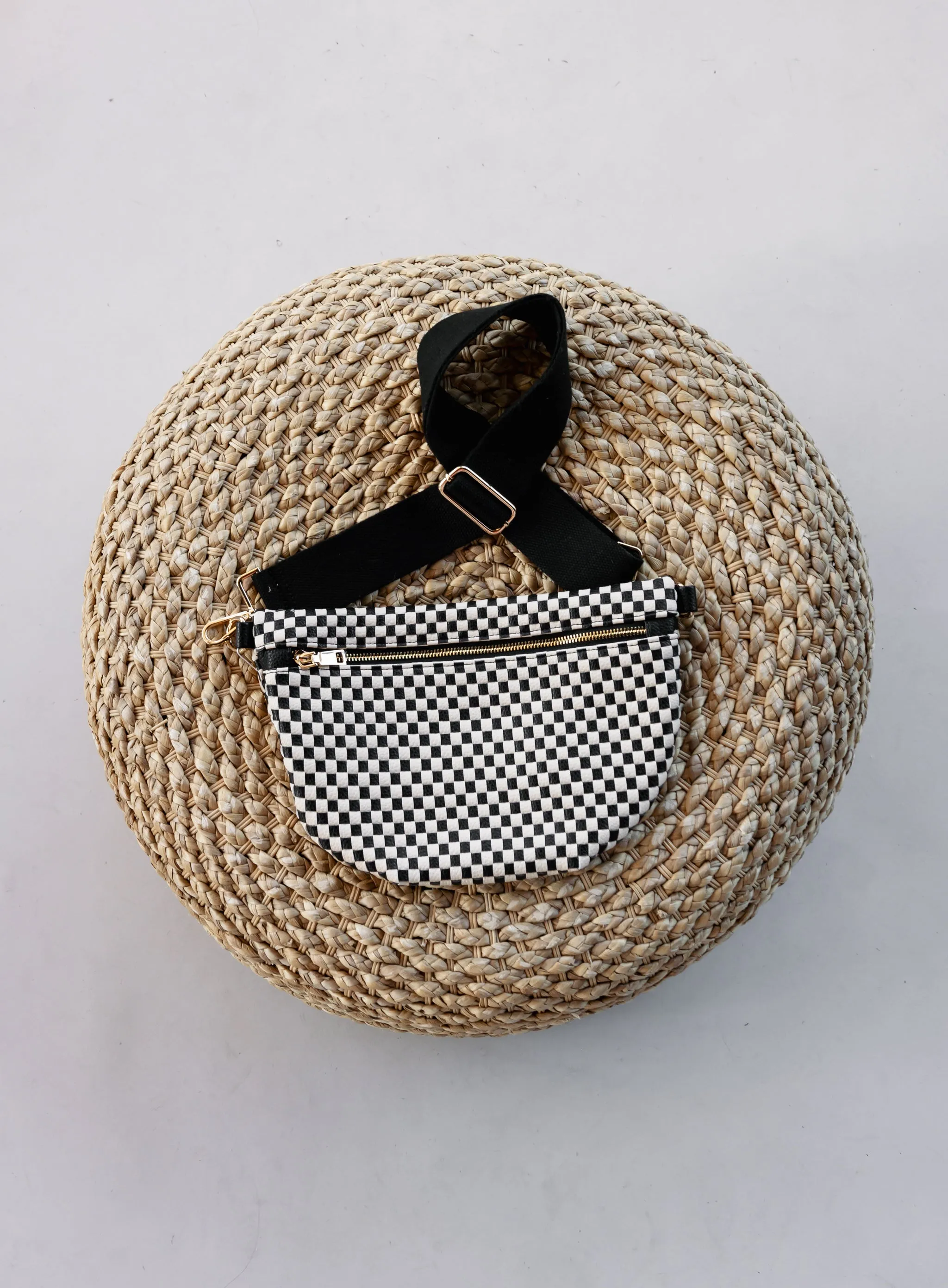 Westlyn Woven Bum Bag - Checkered Black