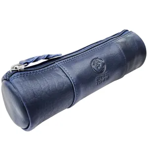 Winnie Leather Zipper Pen Pencil Case (Blue)