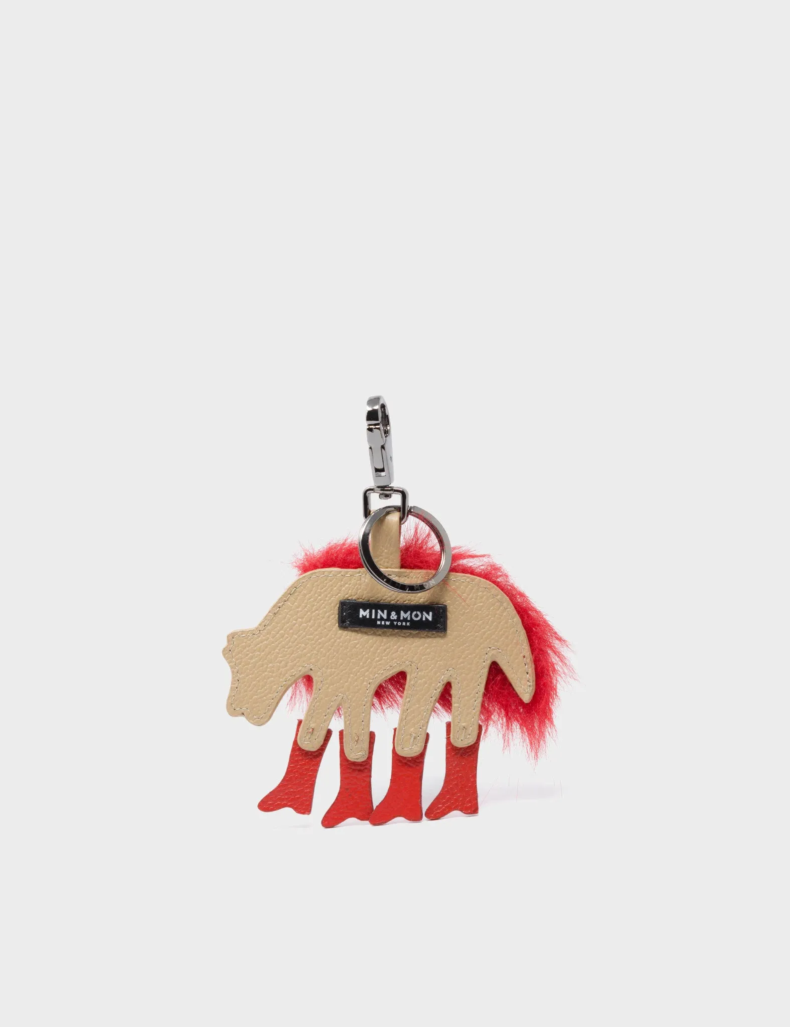Wolf In Heels Charm - Red Faux Fur and Red Boots Keychain
