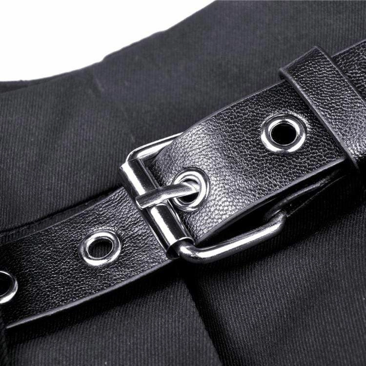 Women's Punk Irregular Hem Pleated Skirts with Waist Bag